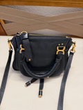Chloe Marcie Saddle Pebbled Leather Mini in Black