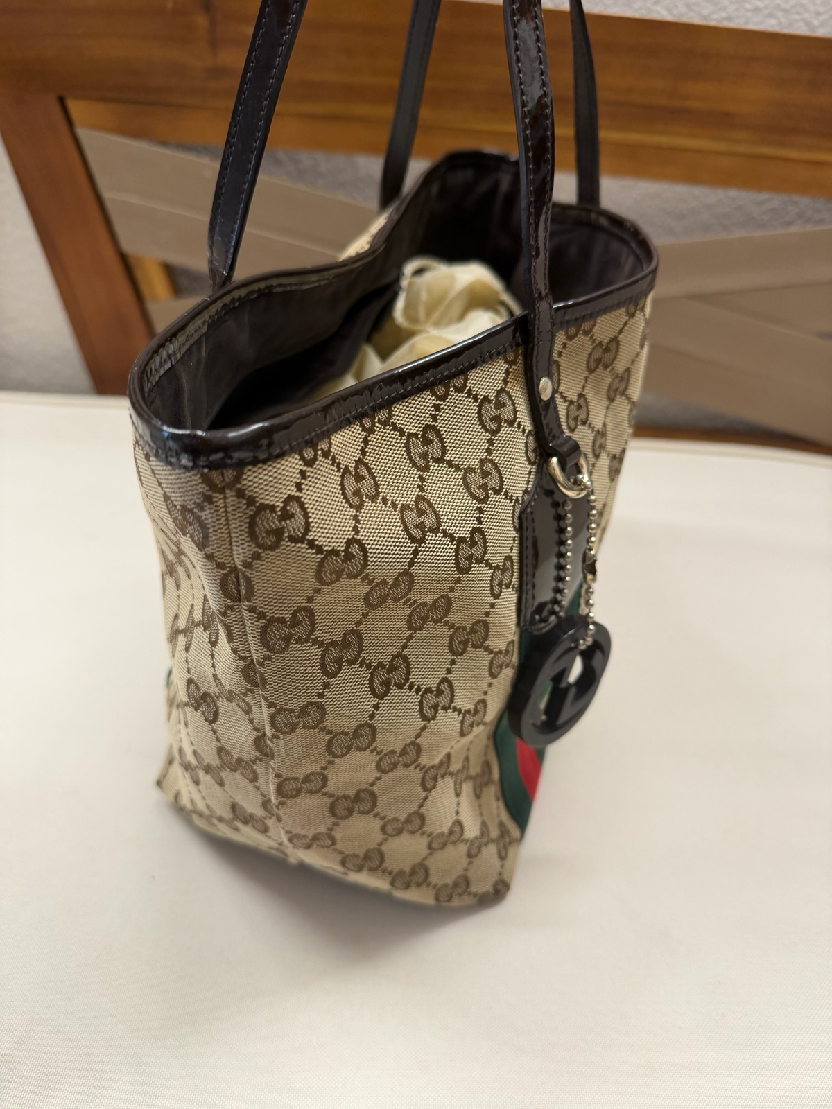 Gucci Monogram Canvas Jolie Web Tote