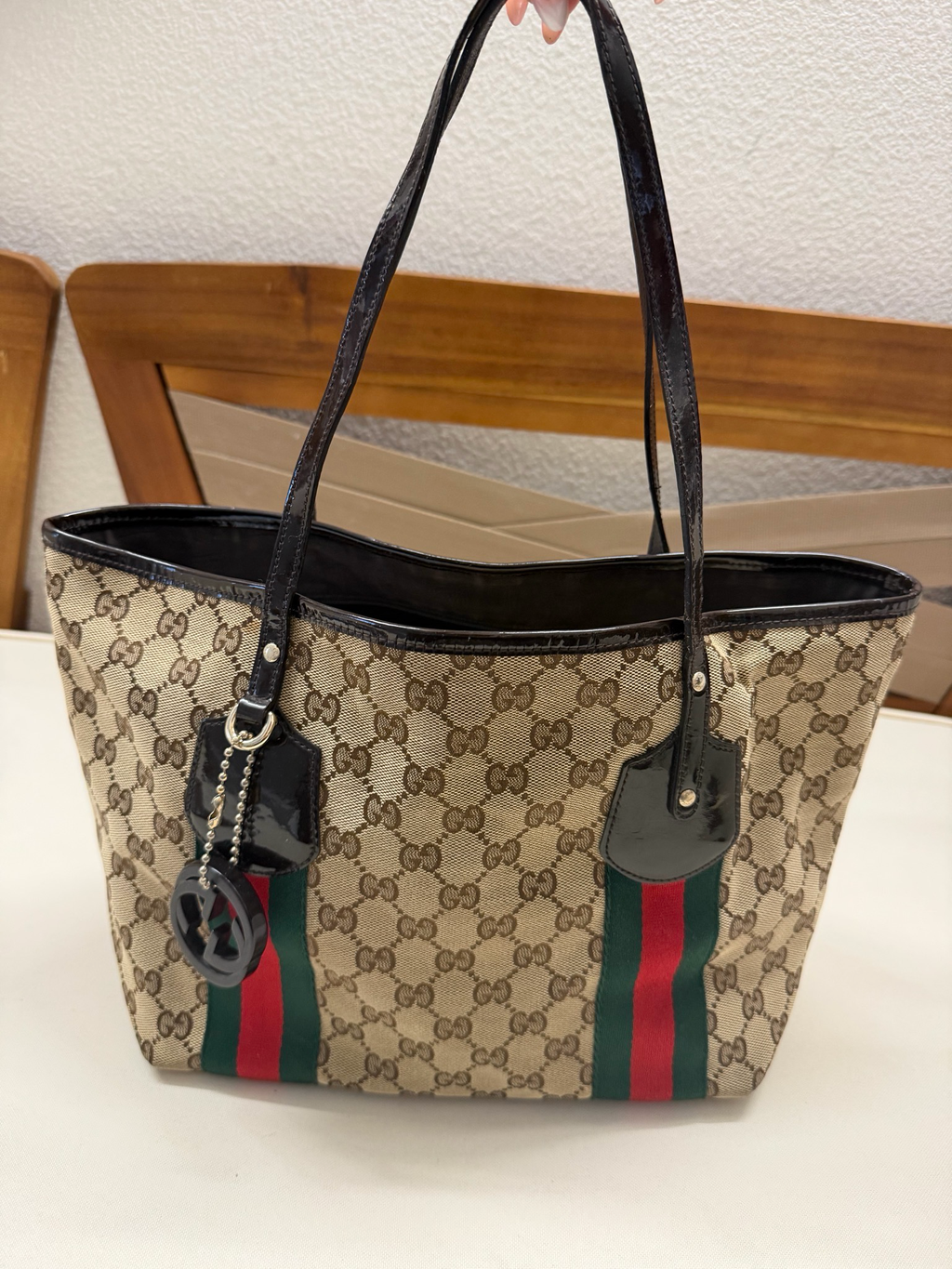 Gucci Monogram Canvas Jolie Web Tote