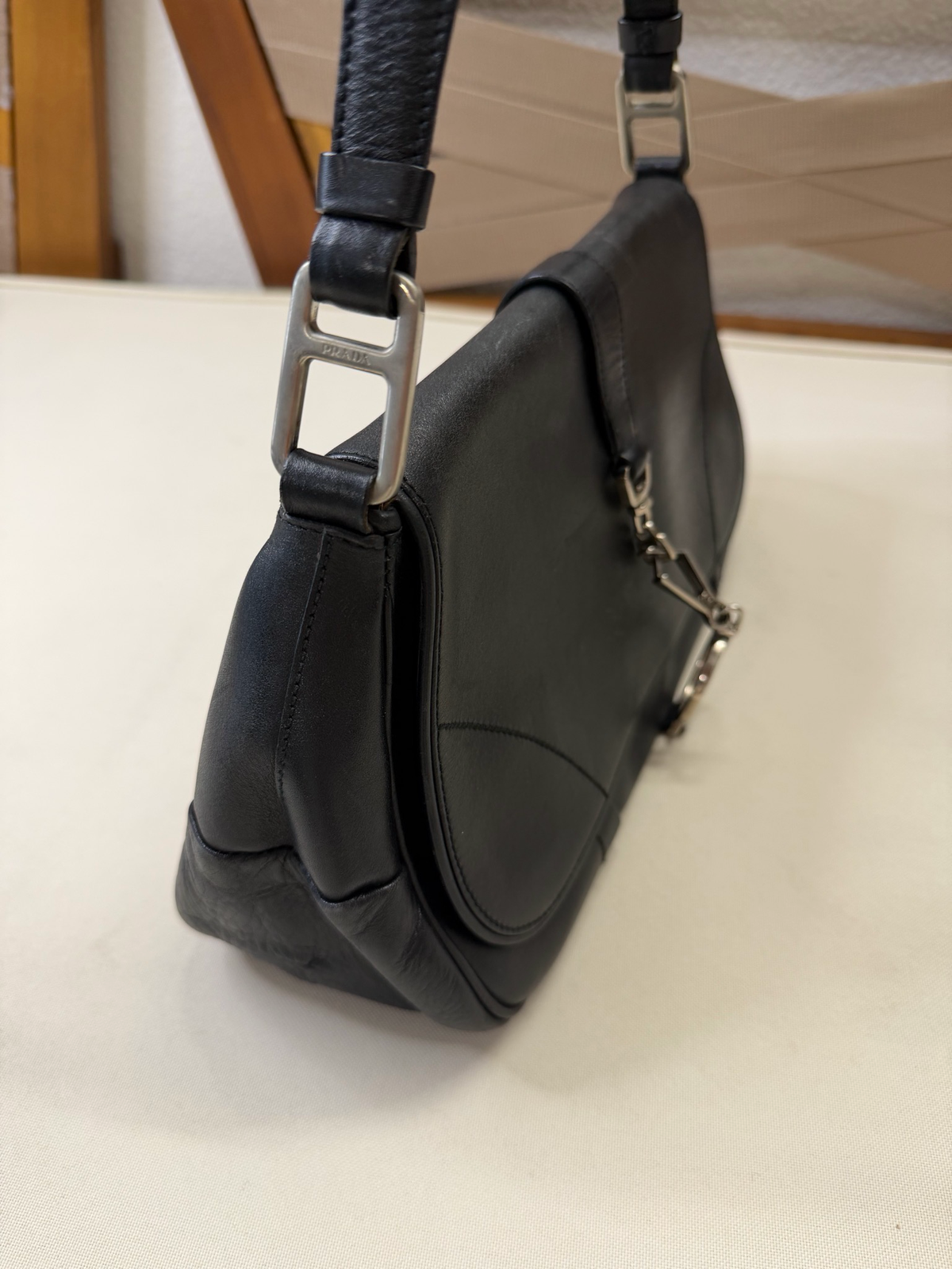 Prada Hobo Leather Shoulder Bag