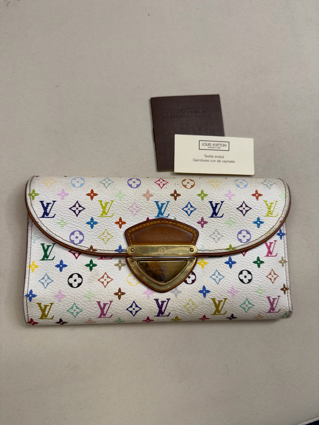 Louis Vuitton Monogram Eugenie Multicolor Wallet White Litchi