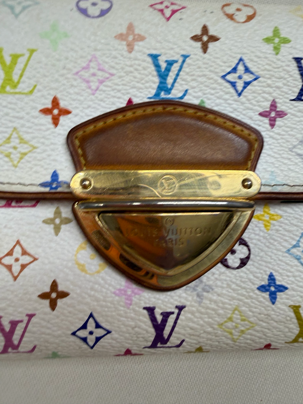 Louis Vuitton Monogram Eugenie Multicolor Wallet White Litchi