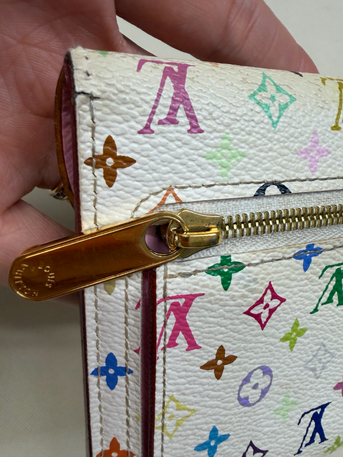 Louis Vuitton Monogram Eugenie Multicolor Wallet White Litchi