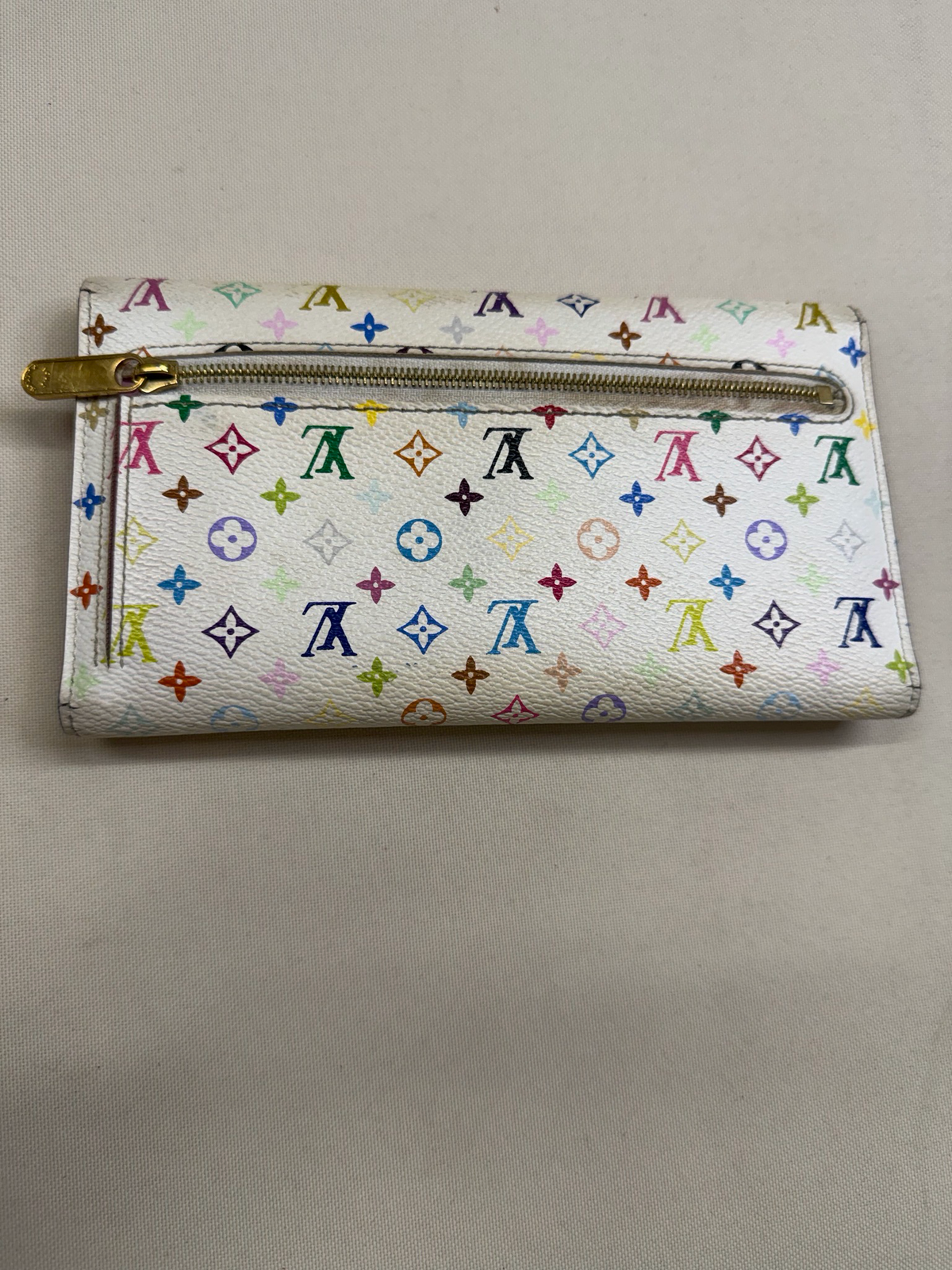 Louis Vuitton Monogram Eugenie Multicolor Wallet White Litchi