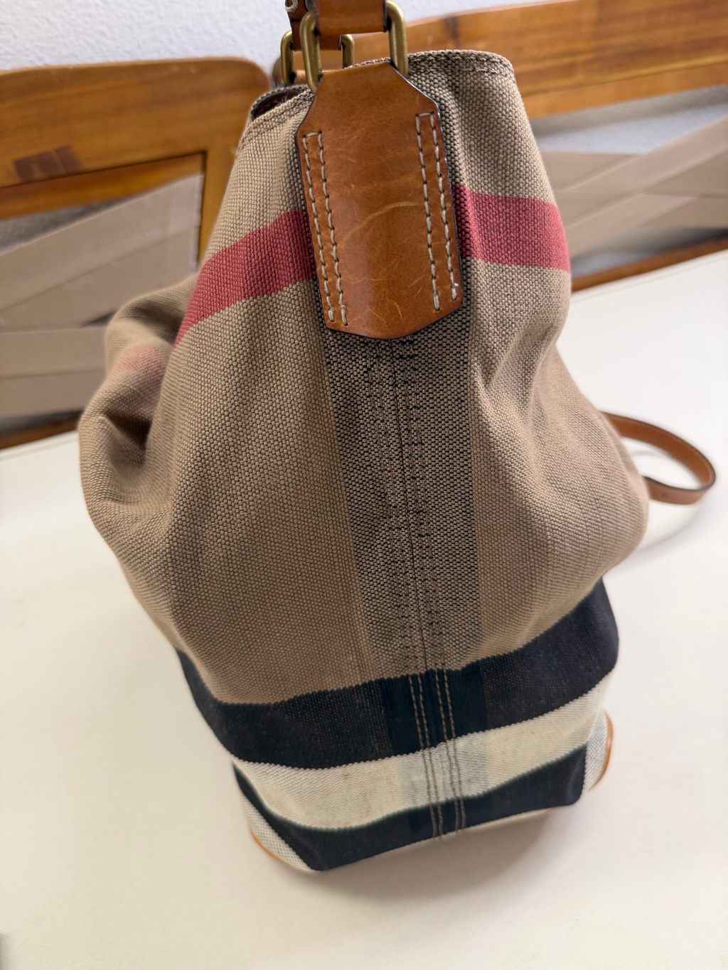 Burberry Ashby Bucket Mega Check Hobo Crossbody