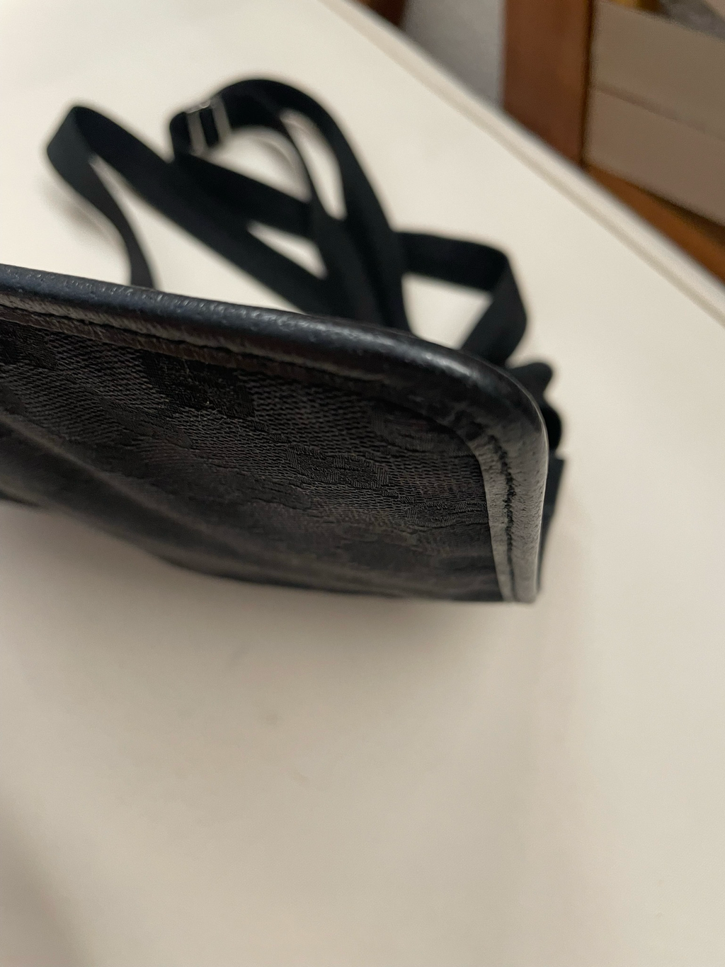 Gucci Monogram Flat Messenger Sling Crossbody in Black