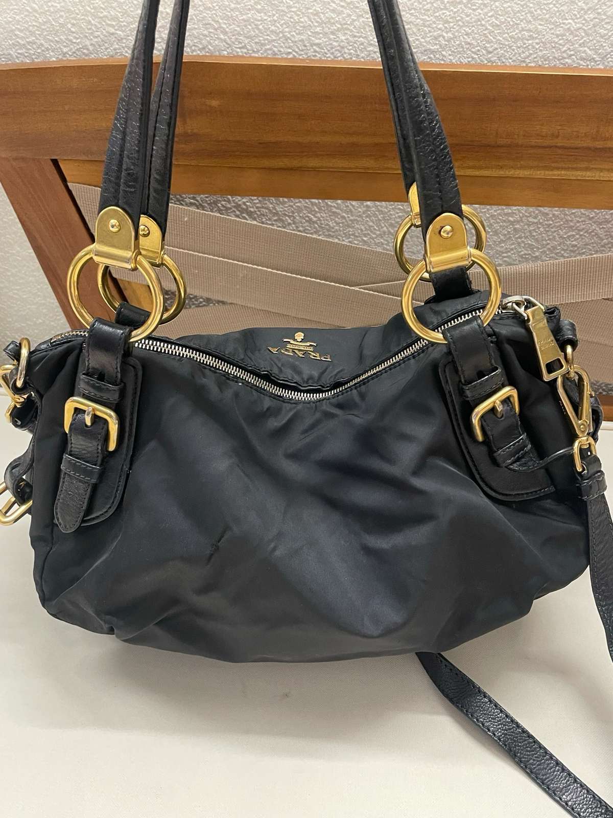 Prada Nylon Tessuto Convertible Crossbody in Black