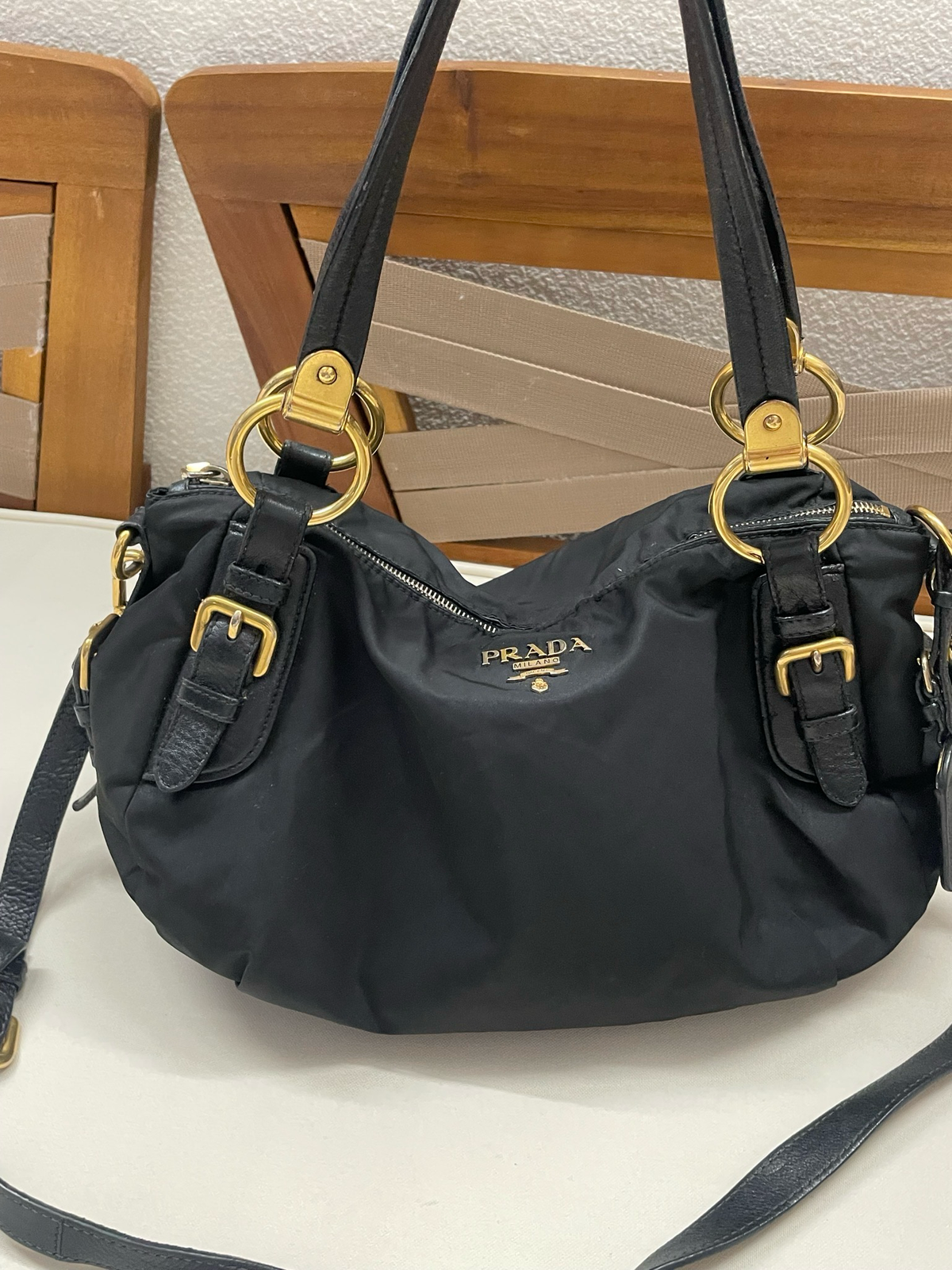 Prada Nylon Tessuto Convertible Crossbody in Black