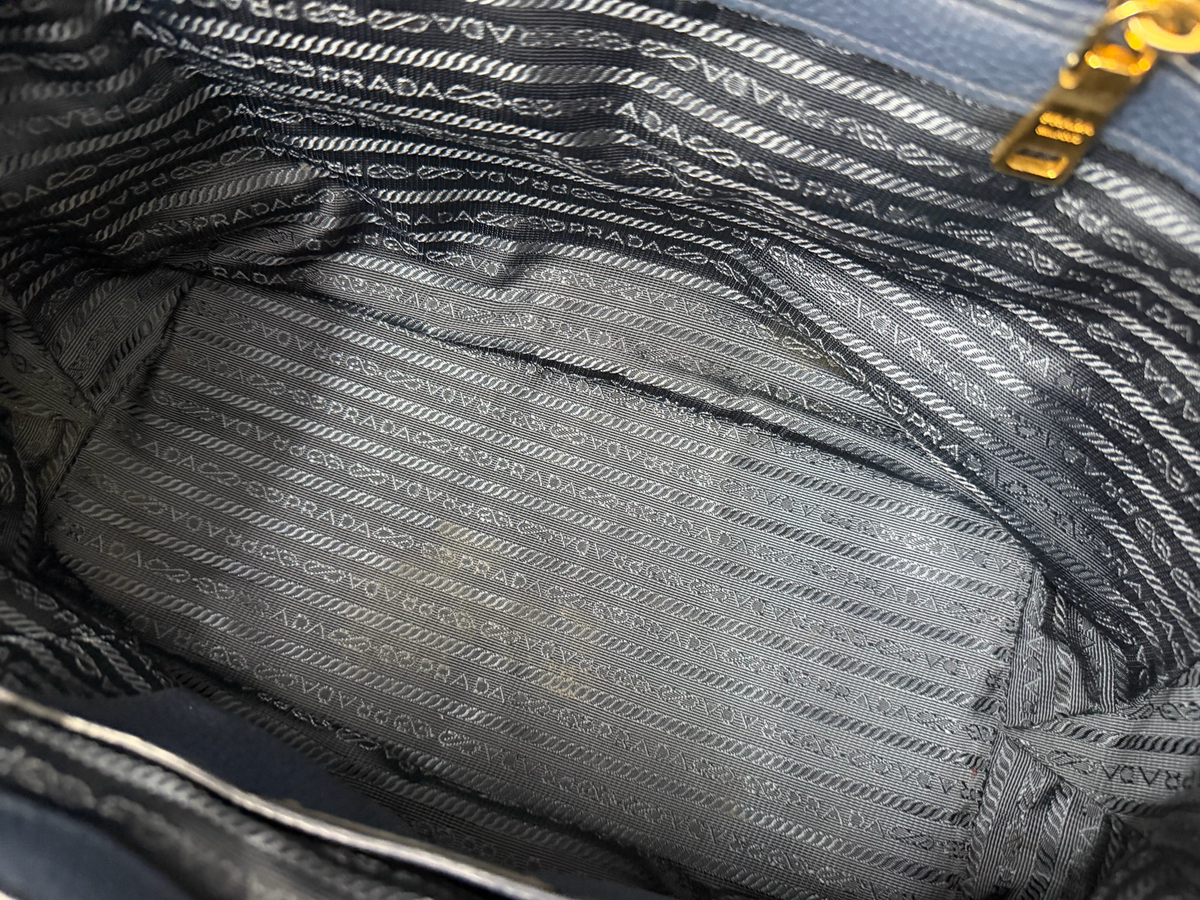 Prada Vitello Daino Convertible Sling in Navy Blue
