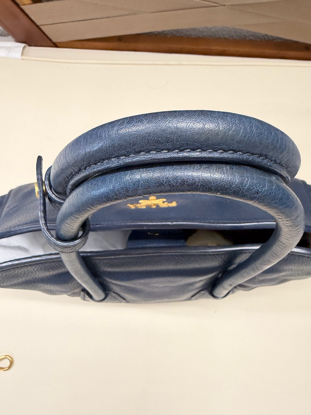 Prada Vitello Daino Convertible Sling in Navy Blue