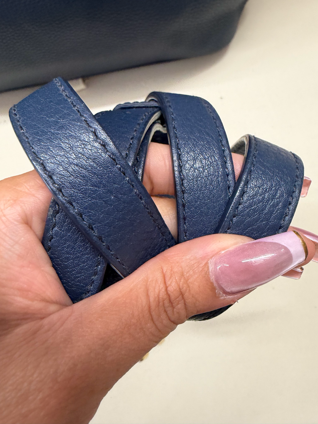 Prada Vitello Daino Convertible Sling in Navy Blue