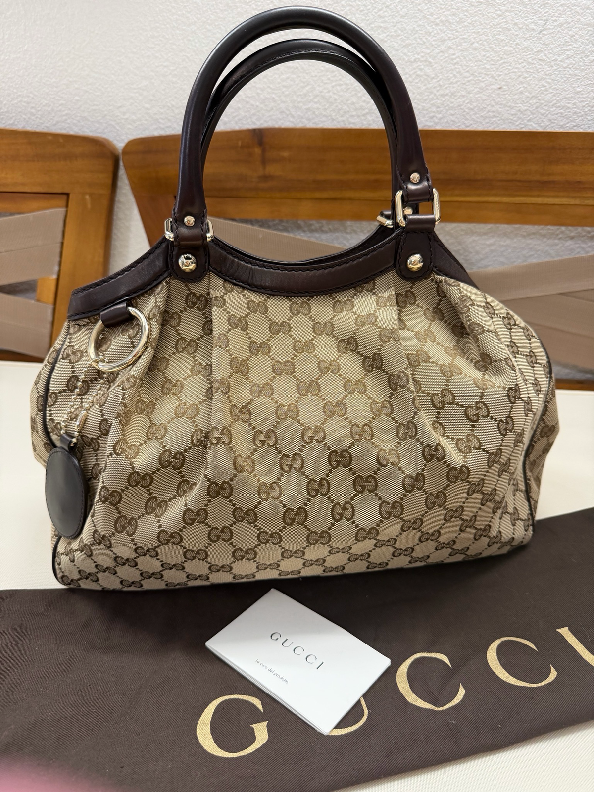 Gucci Monogram Sukey Tote Shoulder Bag in Dark Brown