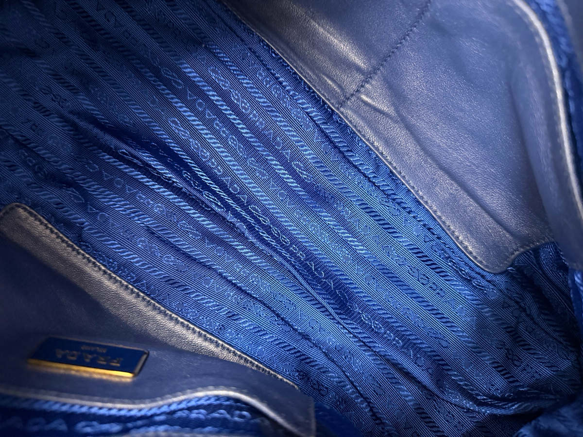Prada Nylon Tessuto Gaufre Bluette Bowler Satchel Tote