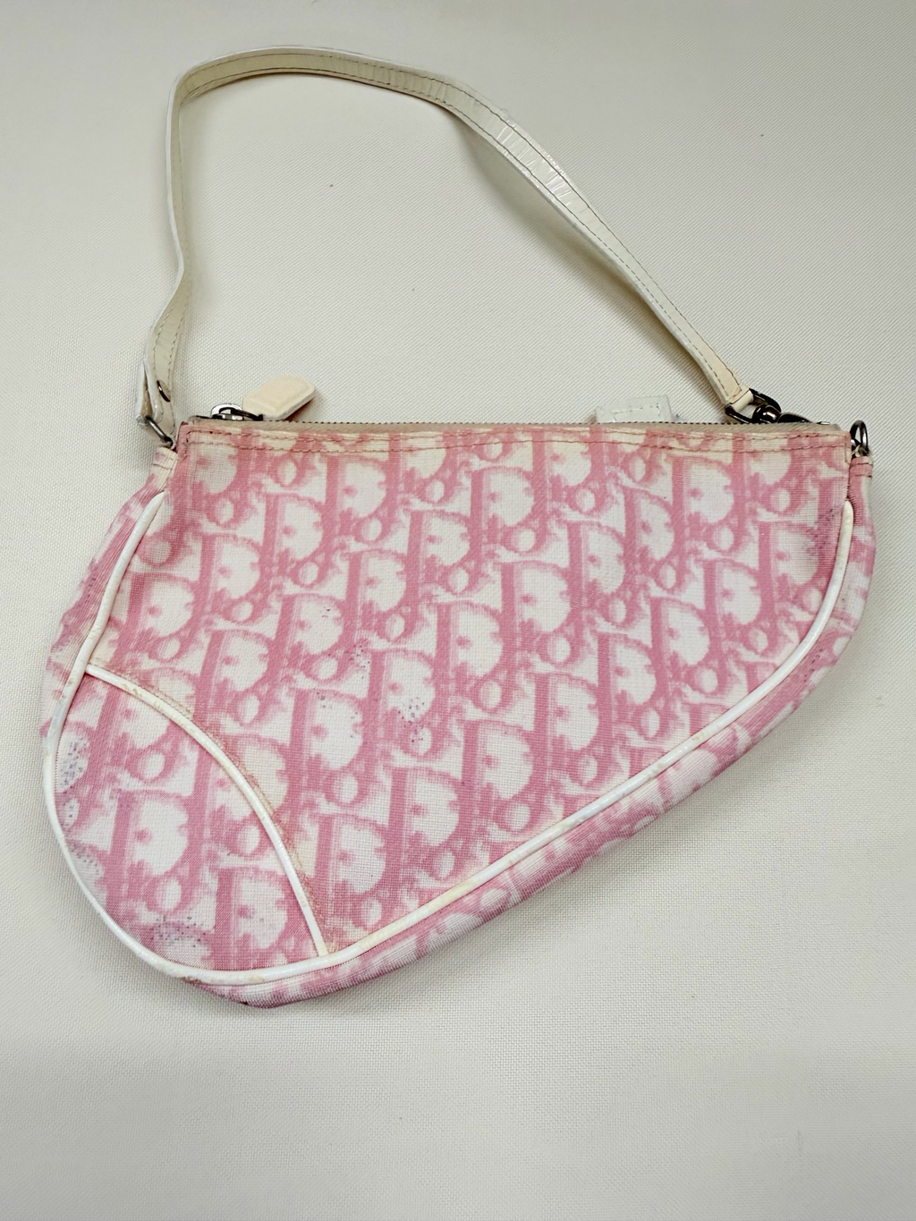 Christian Dior Oblique Saddle Hobo Shoulder in Pink