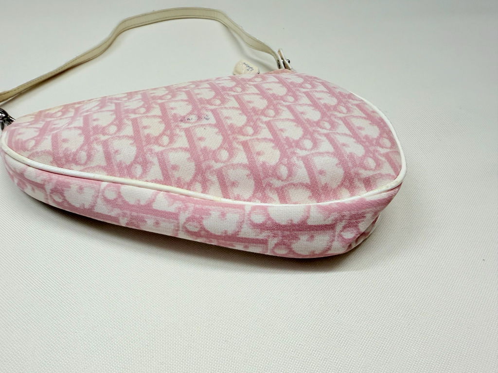 Christian Dior Oblique Saddle Hobo Shoulder in Pink