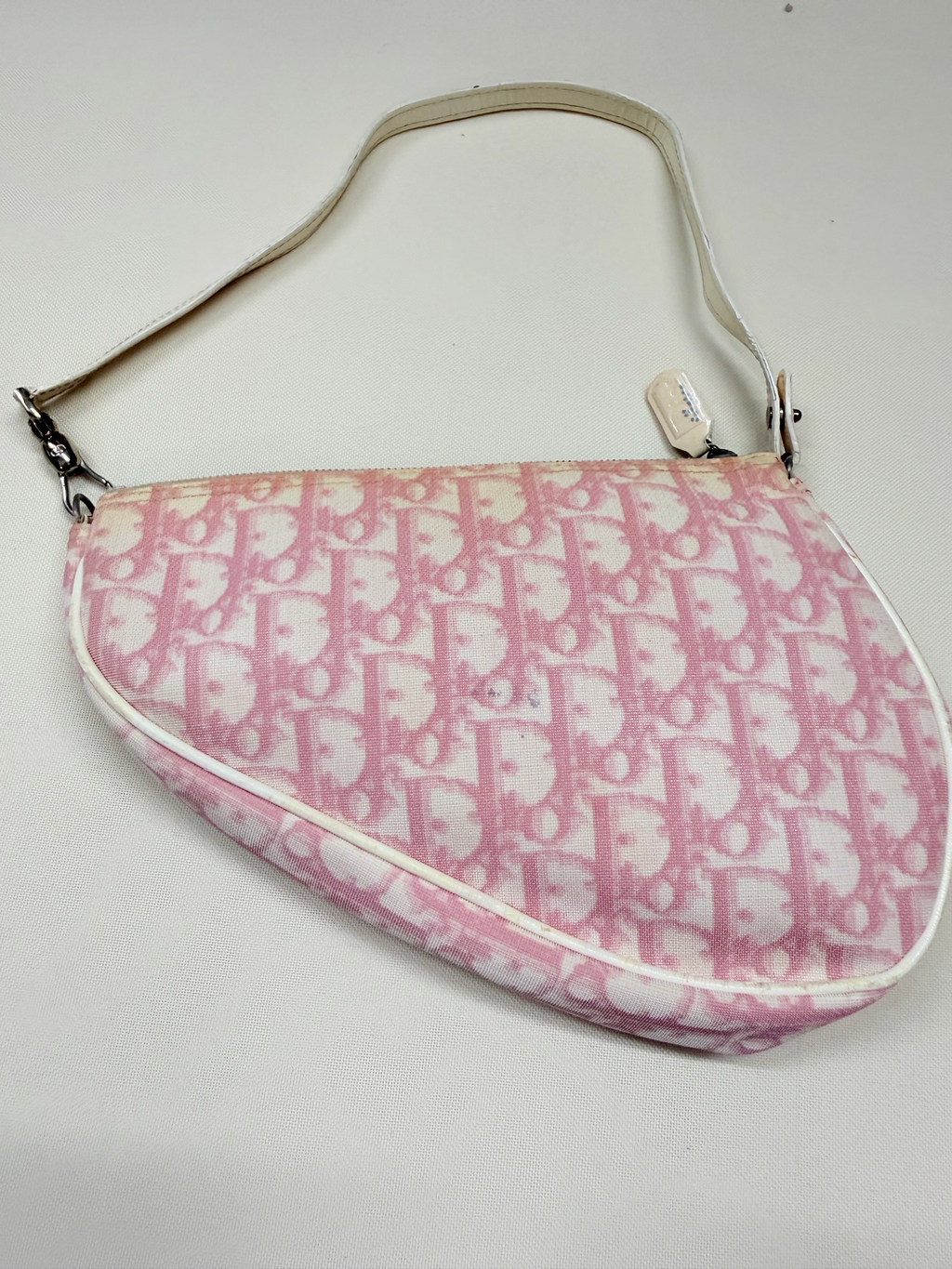 Christian Dior Oblique Saddle Hobo Shoulder in Pink