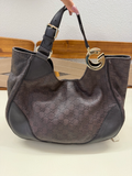 Gucci Monogram Leather Shoulder Charlotte Guccissima Large in Dark Brown