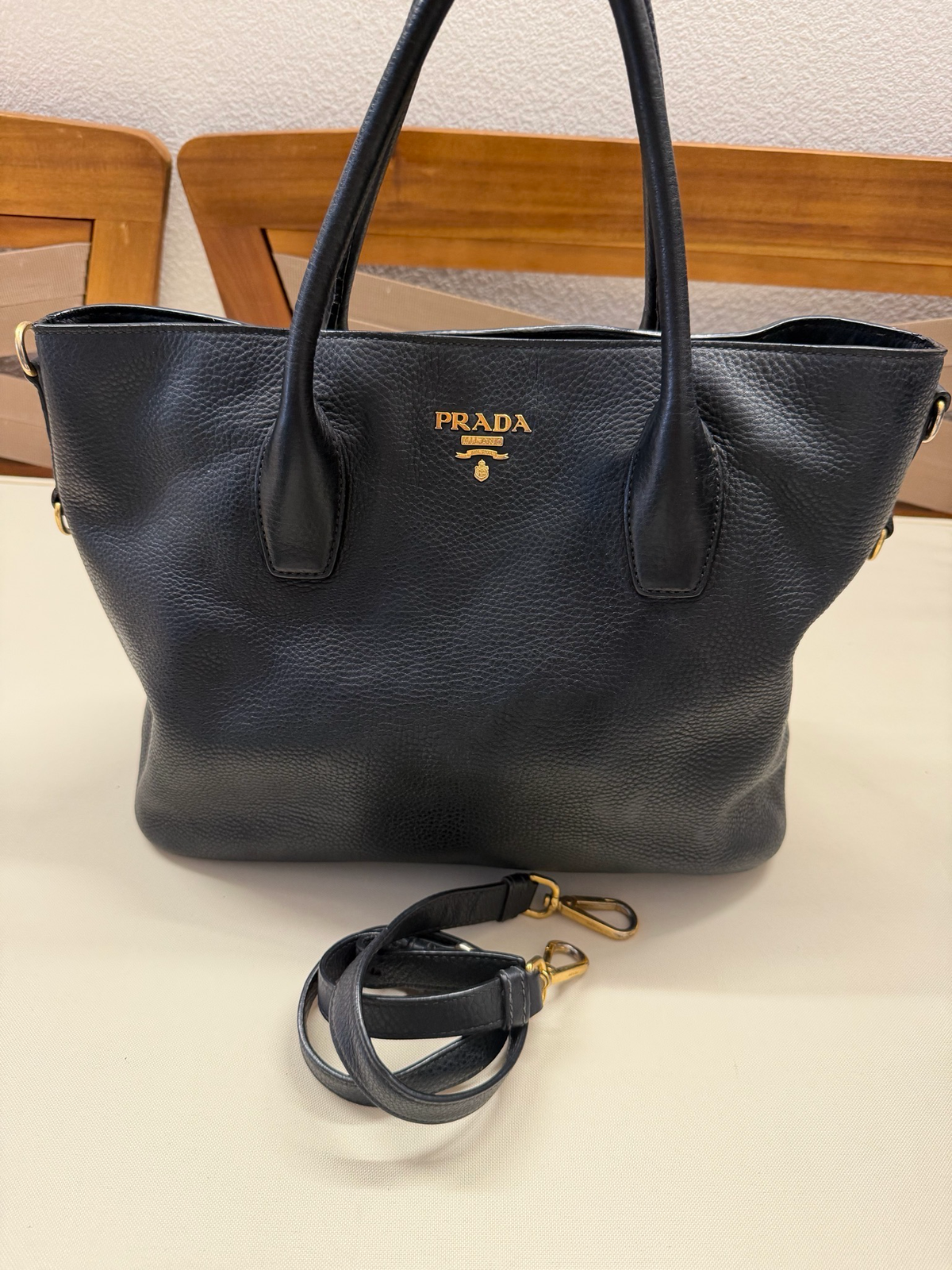 Prada Vitello Daino Shopper Convertible Crossbody Sling