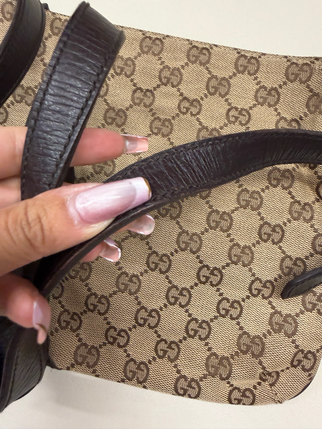 Gucci Monogram Canvas Hasler Web Crossbody Sling