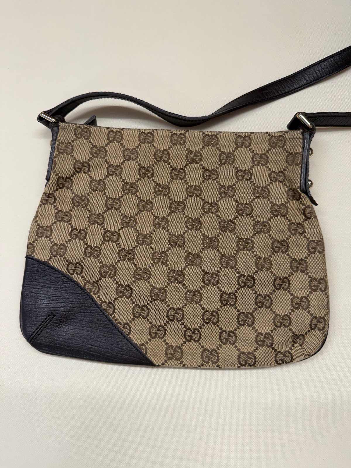 Gucci Monogram Canvas Hasler Web Crossbody Sling