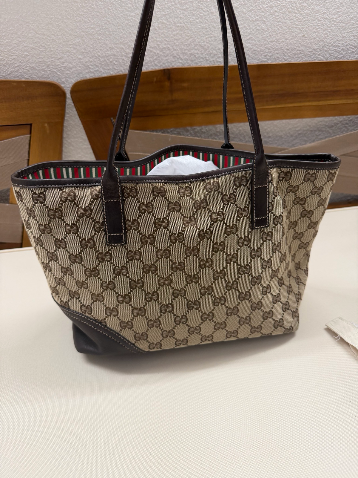 Gucci Monogram Canvas New Britt Tote