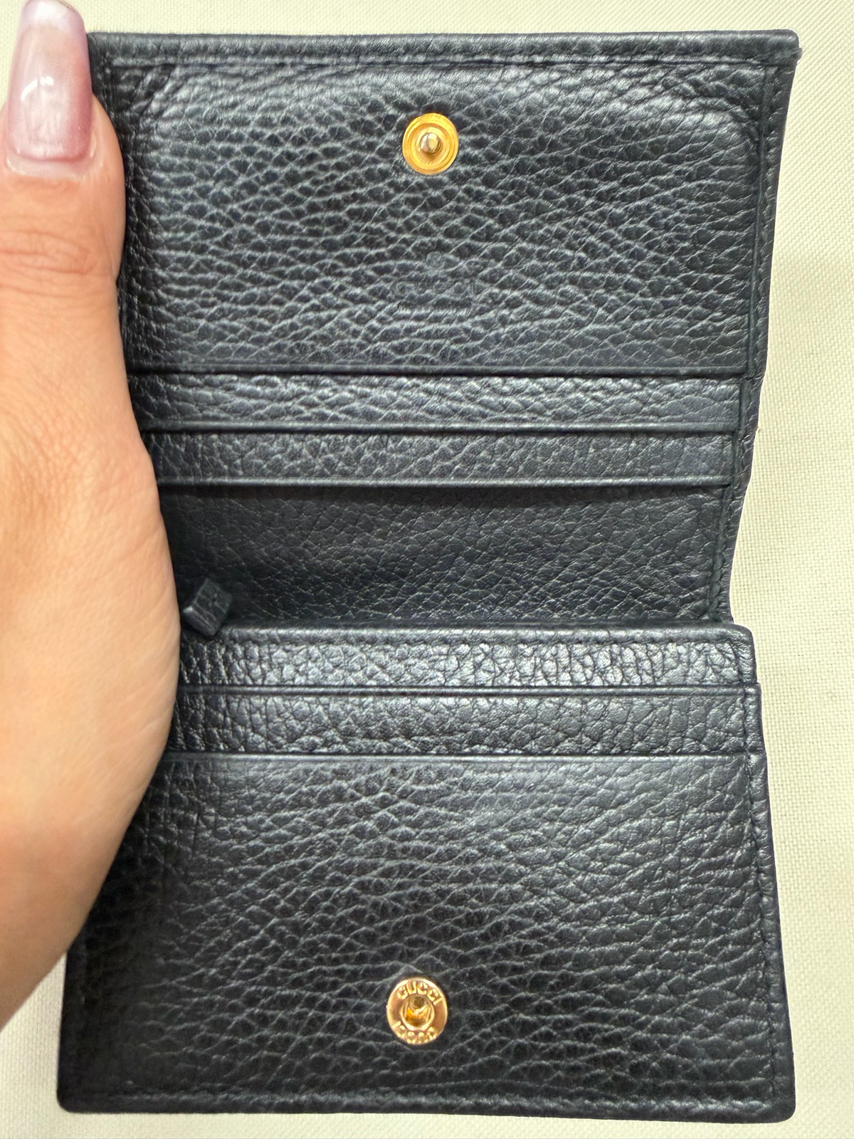 Gucci Pebbled Card Case Wallet in Black