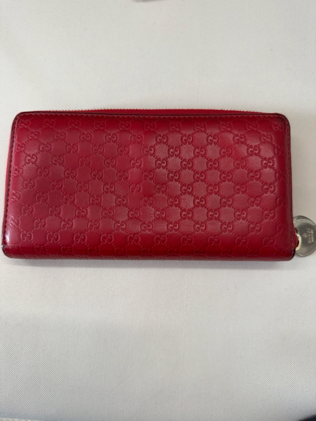 Gucci Monogram Leather Guccissima Ziparound Wallet in Red