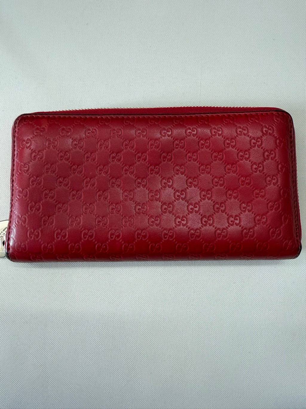 Gucci Monogram Leather Guccissima Ziparound Wallet in Red