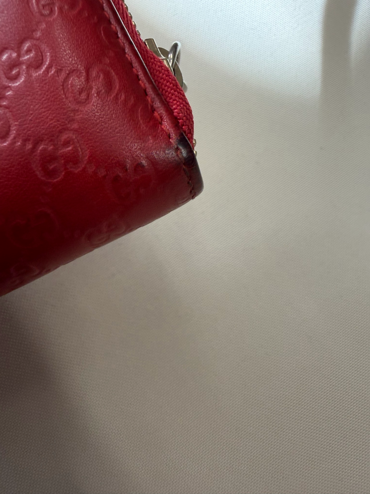 Gucci Monogram Leather Guccissima Ziparound Wallet in Red