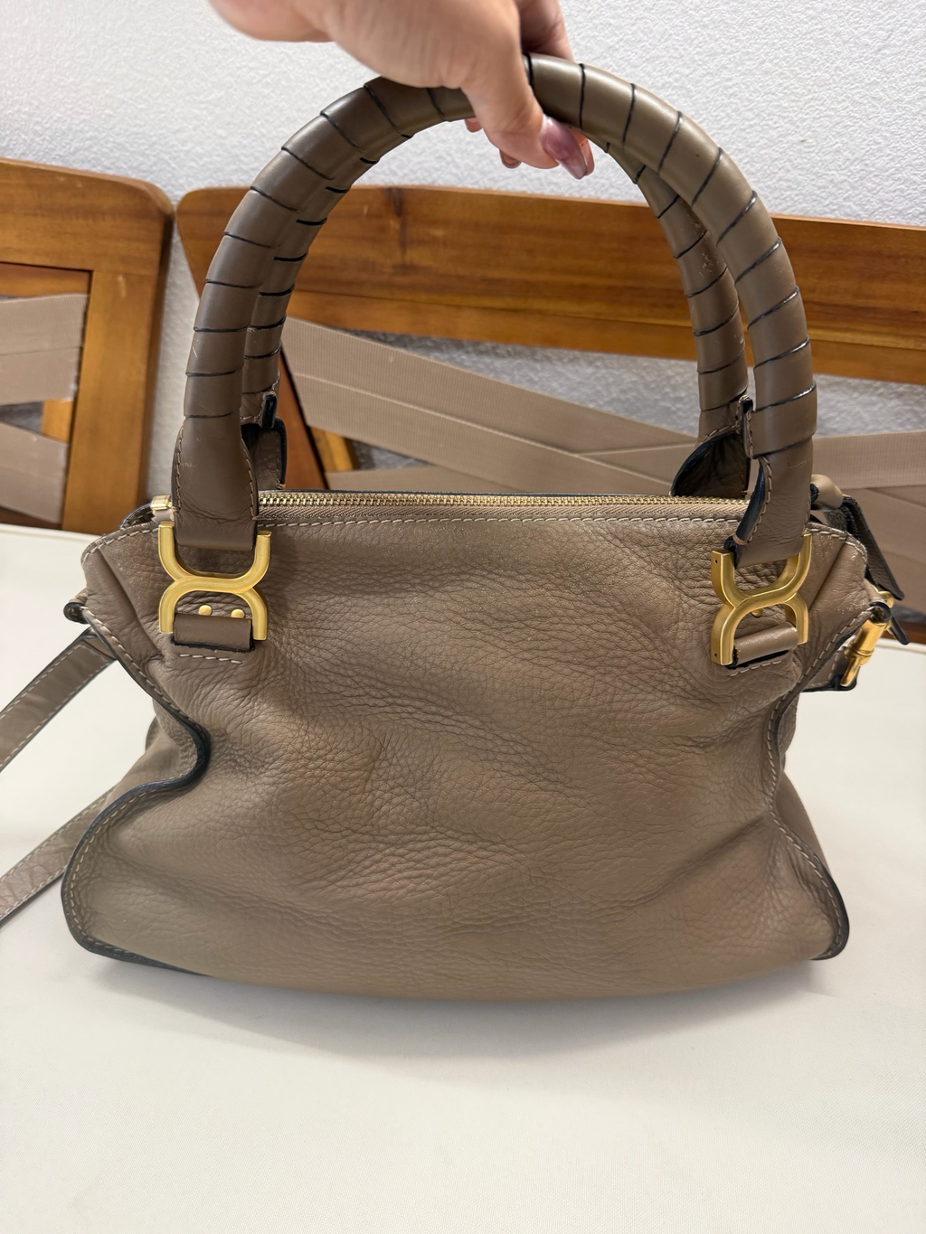 Chloe Marcie Saddle Messenger Sling Medium in Nut
