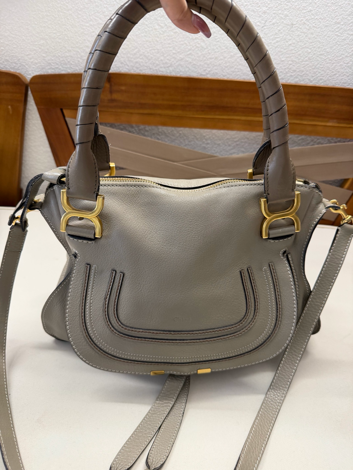 Chloe Marcie Saddle Medium in Cashmere Grey