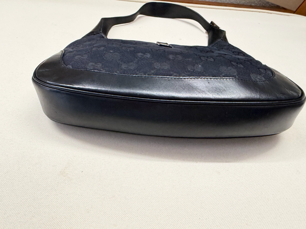 Gucci Monogram Canvas Jackie Hobo Shoulder Bag in Black