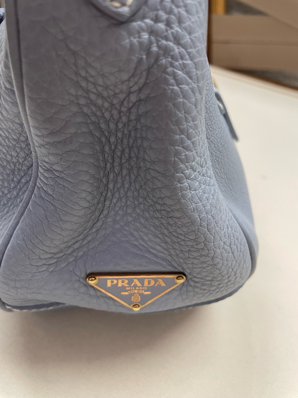 Prada Vitello Daino Hobo Shoulder in Light Blue