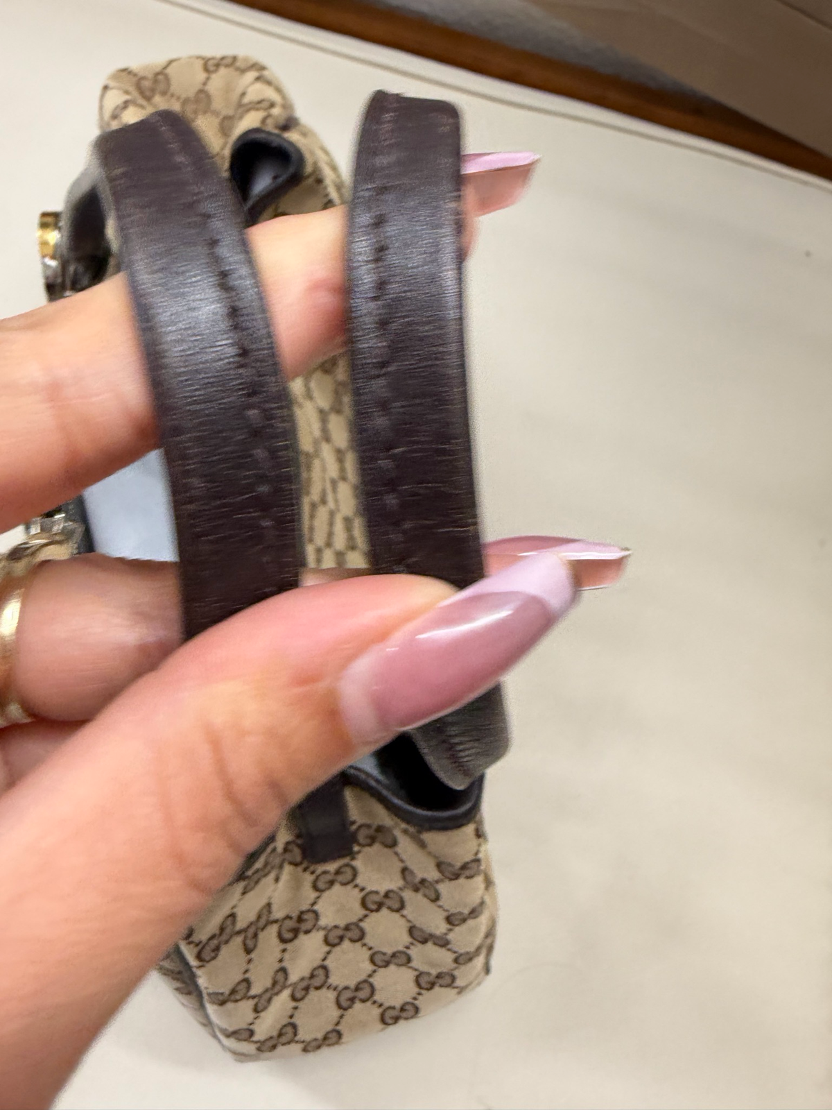Gucci Monogram Canvas Twins Tote Shoulder Bag in Dark Brown