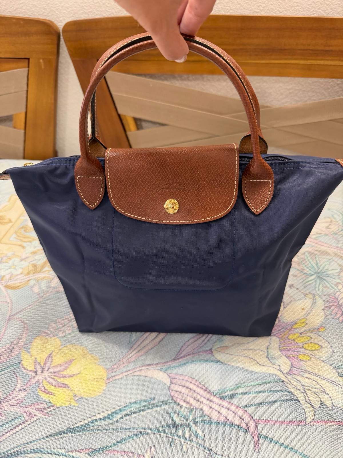 Longchamp Le Pliage Top Handle Small in Navy Blue