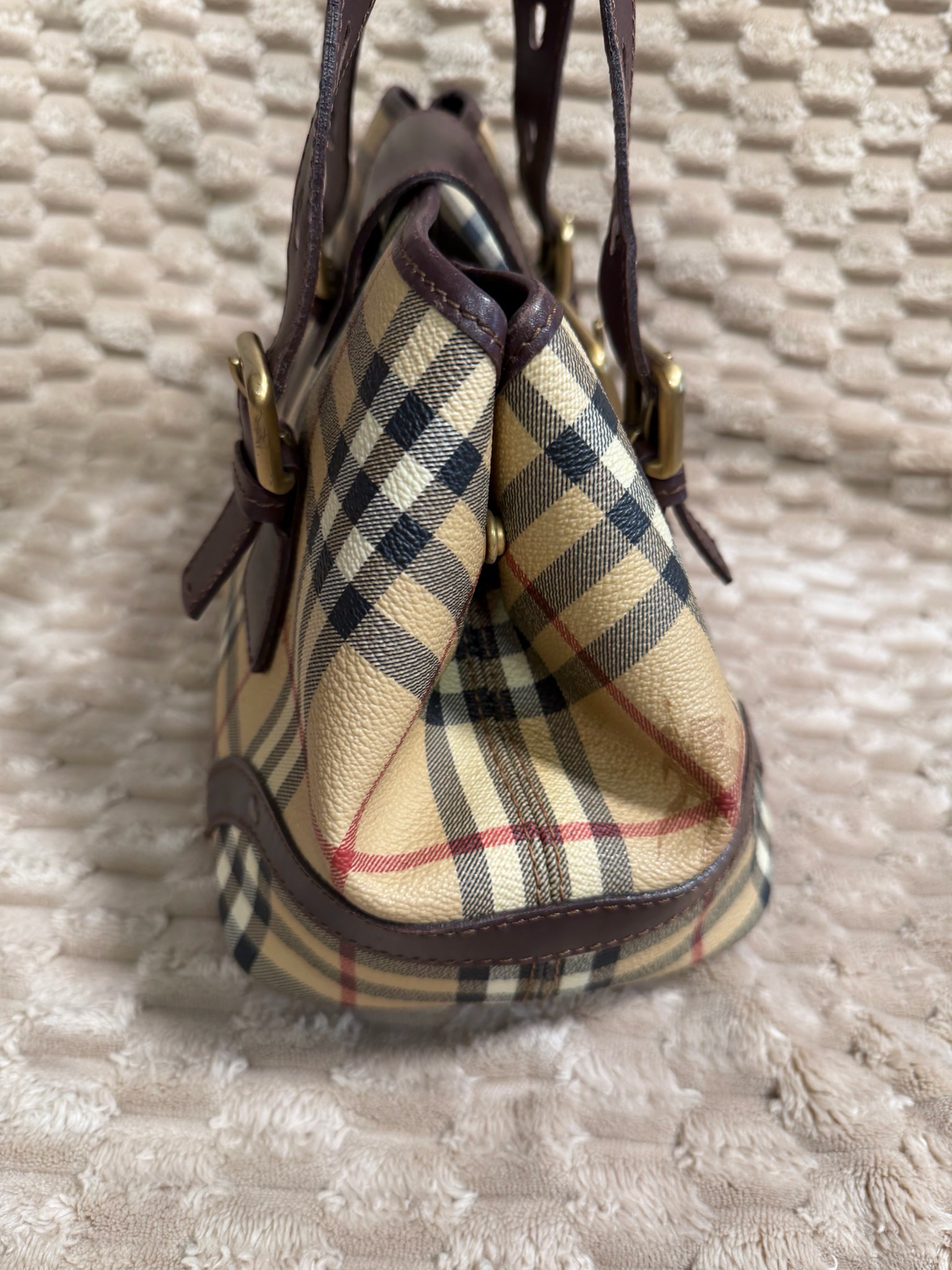 Burberry Haymarket Check Buckle Flap Tote