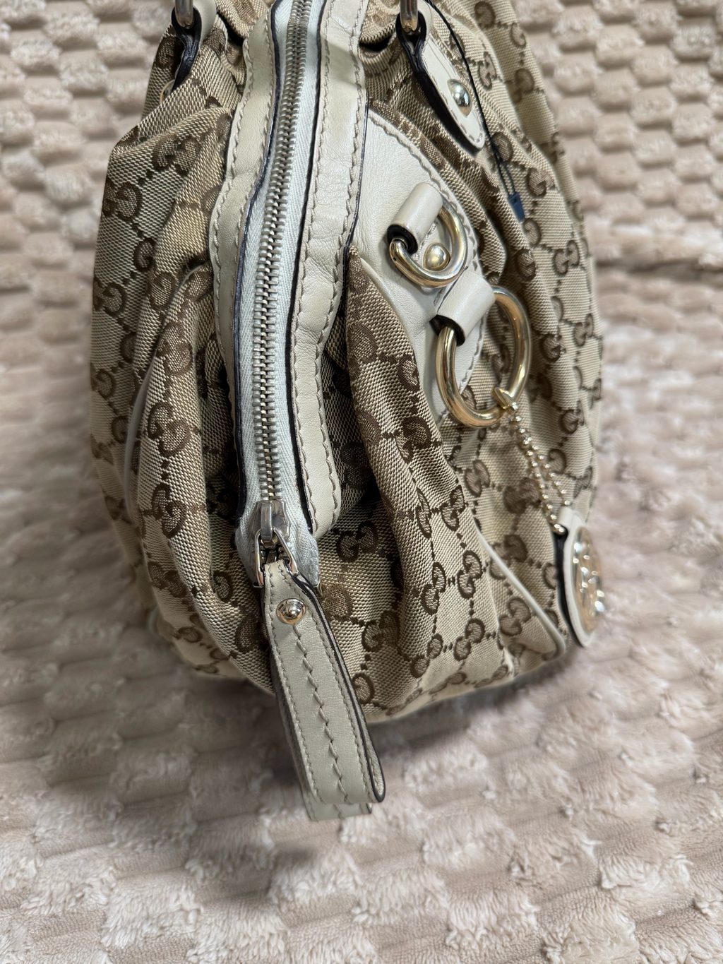 Gucci Monogram Canvas Sukey Zipper Bowler Tote Shoulder