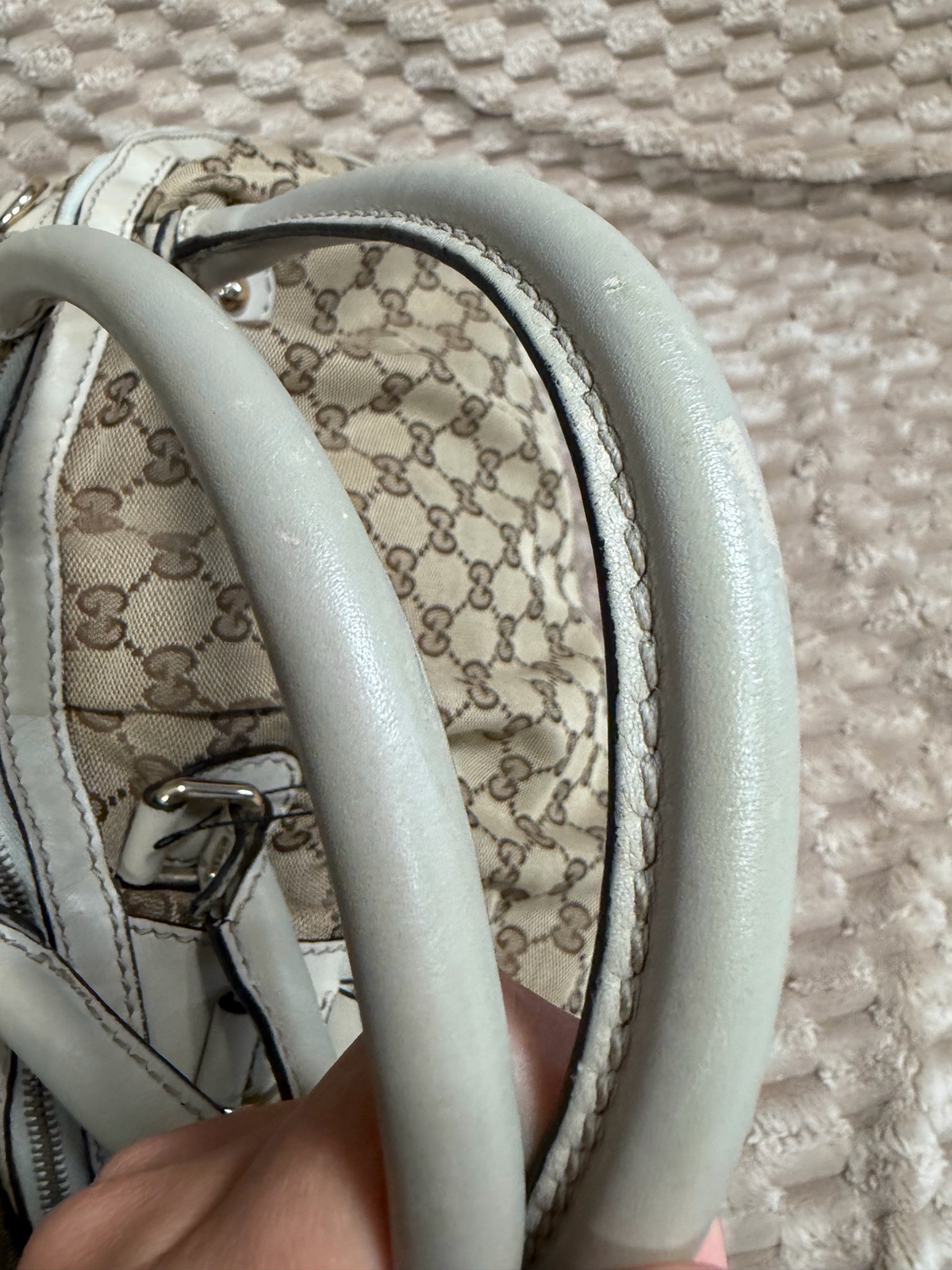Gucci Monogram Canvas Sukey Zipper Bowler Tote Shoulder