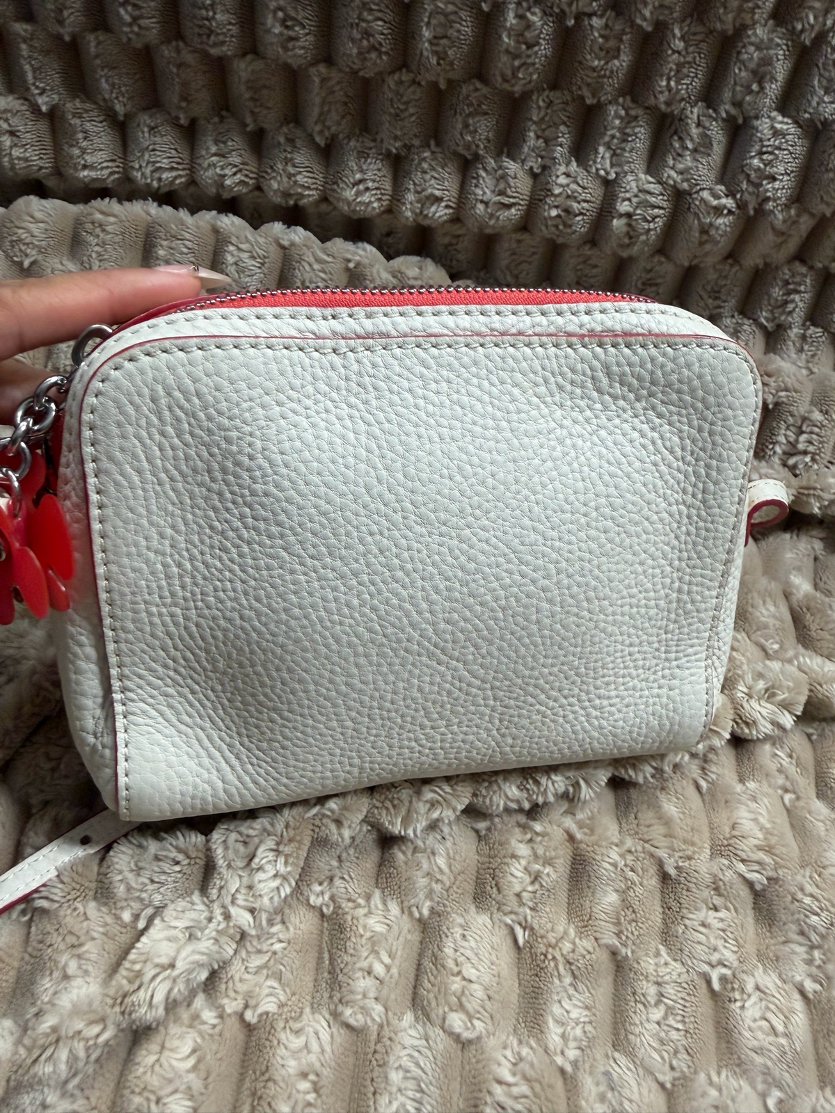 Burberry Pebbled Leather Camera Bag Crossbody Sling in White