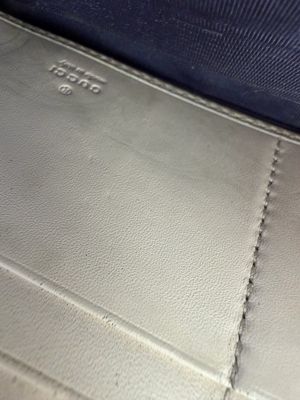 Gucci Supreme Monogram Flap Wallet in Navy Blue