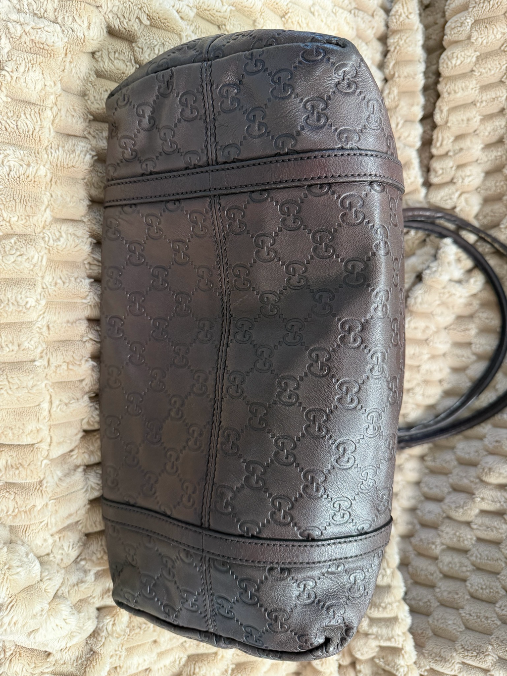 Gucci Guccissima Leather Joy Tote Medium in Dark Brown