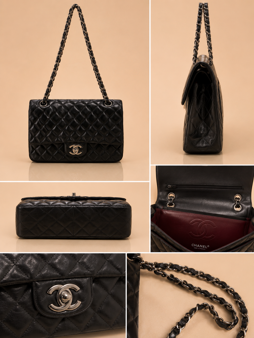 Chanel Lambskin Quilted Double Flap Small in Black