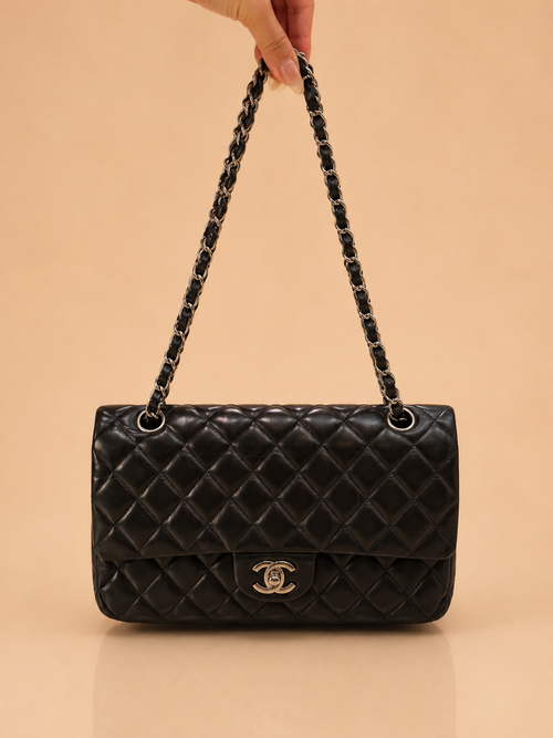 Chanel Lambskin Quilted Double Flap Small in Black