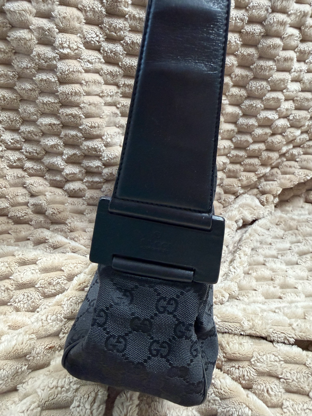Gucci Monogram Denim Canvas Eastwest Shoulder Bag in Black