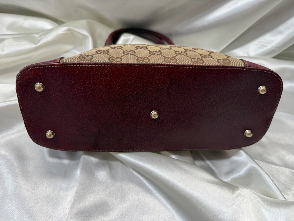 Gucci Monogram Canvas Alma Dome in Burgundy