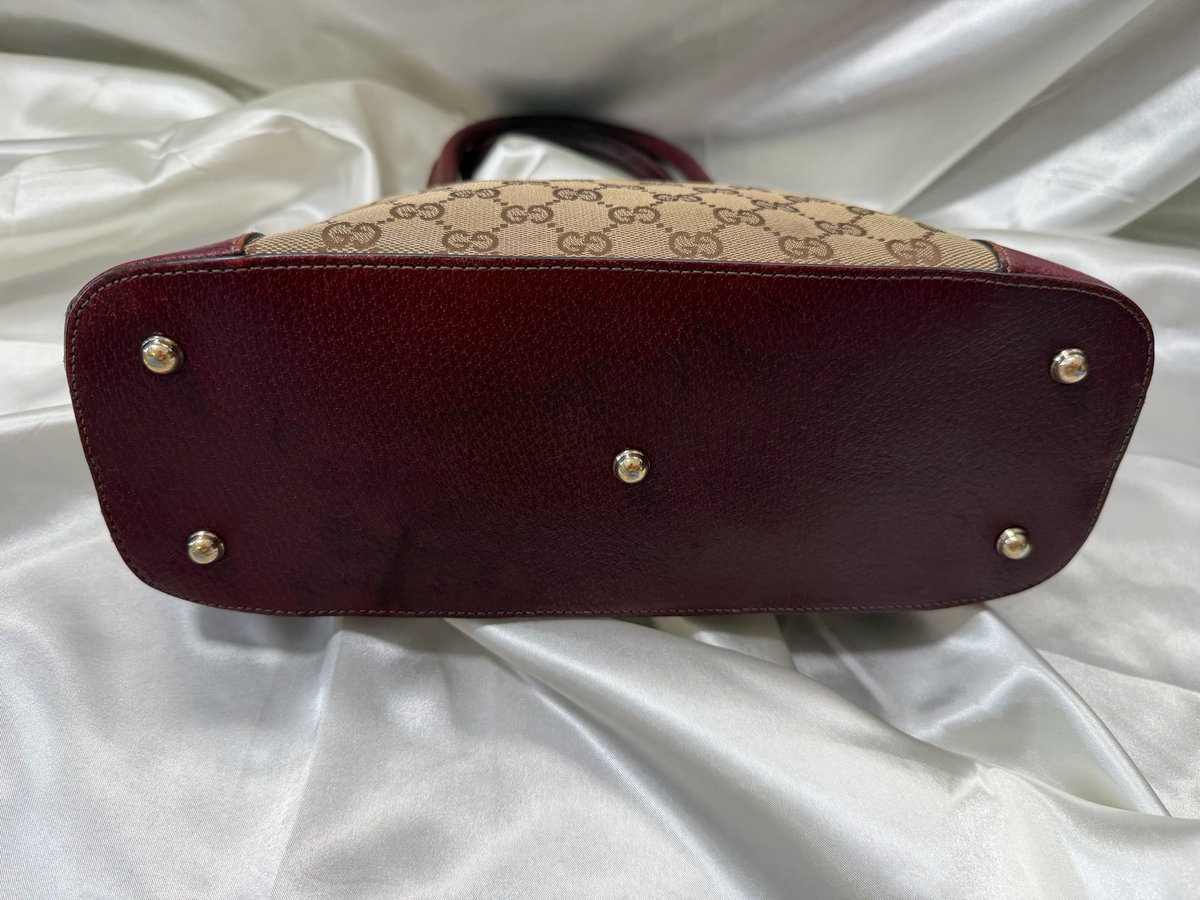 Gucci Monogram Canvas Alma Dome in Burgundy