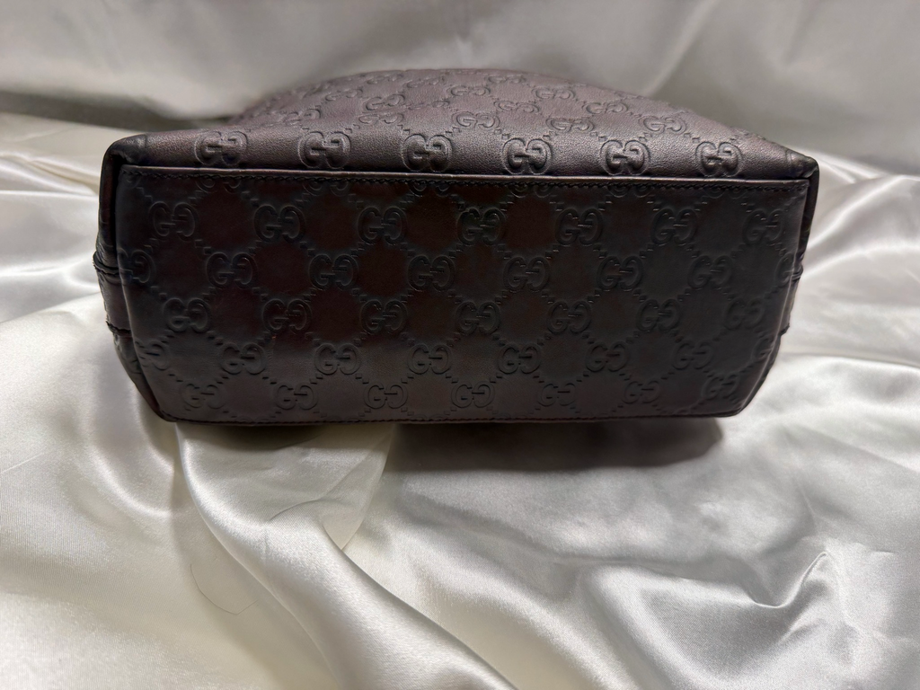 Gucci Monogram Guccissima Hobo Zipper Shoulder in Dark Brown
