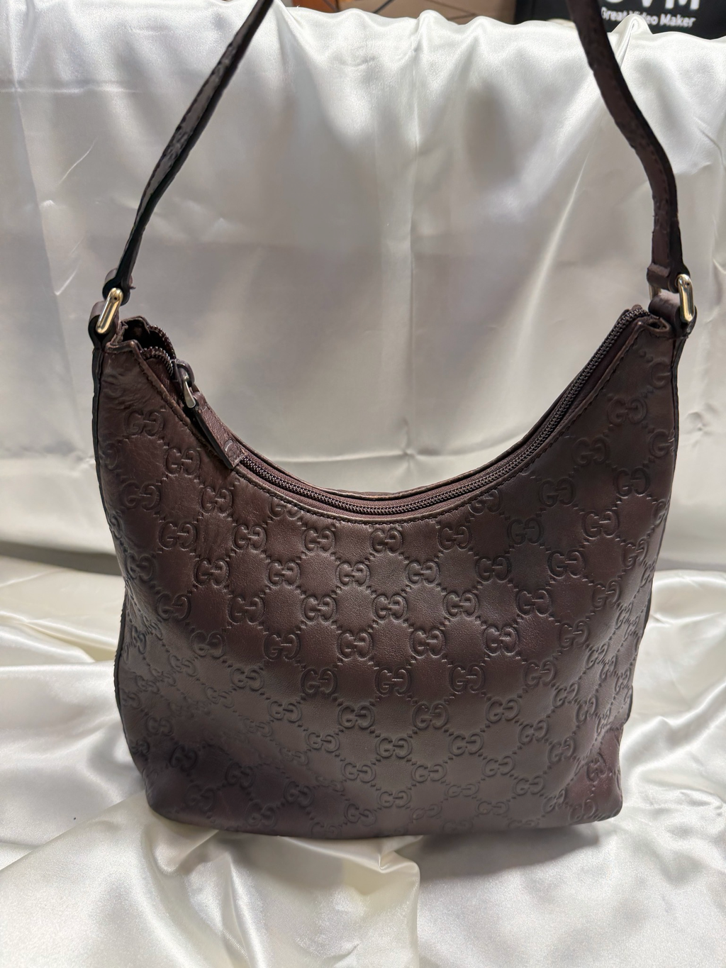 Gucci Monogram Guccissima Hobo Zipper Shoulder in Dark Brown