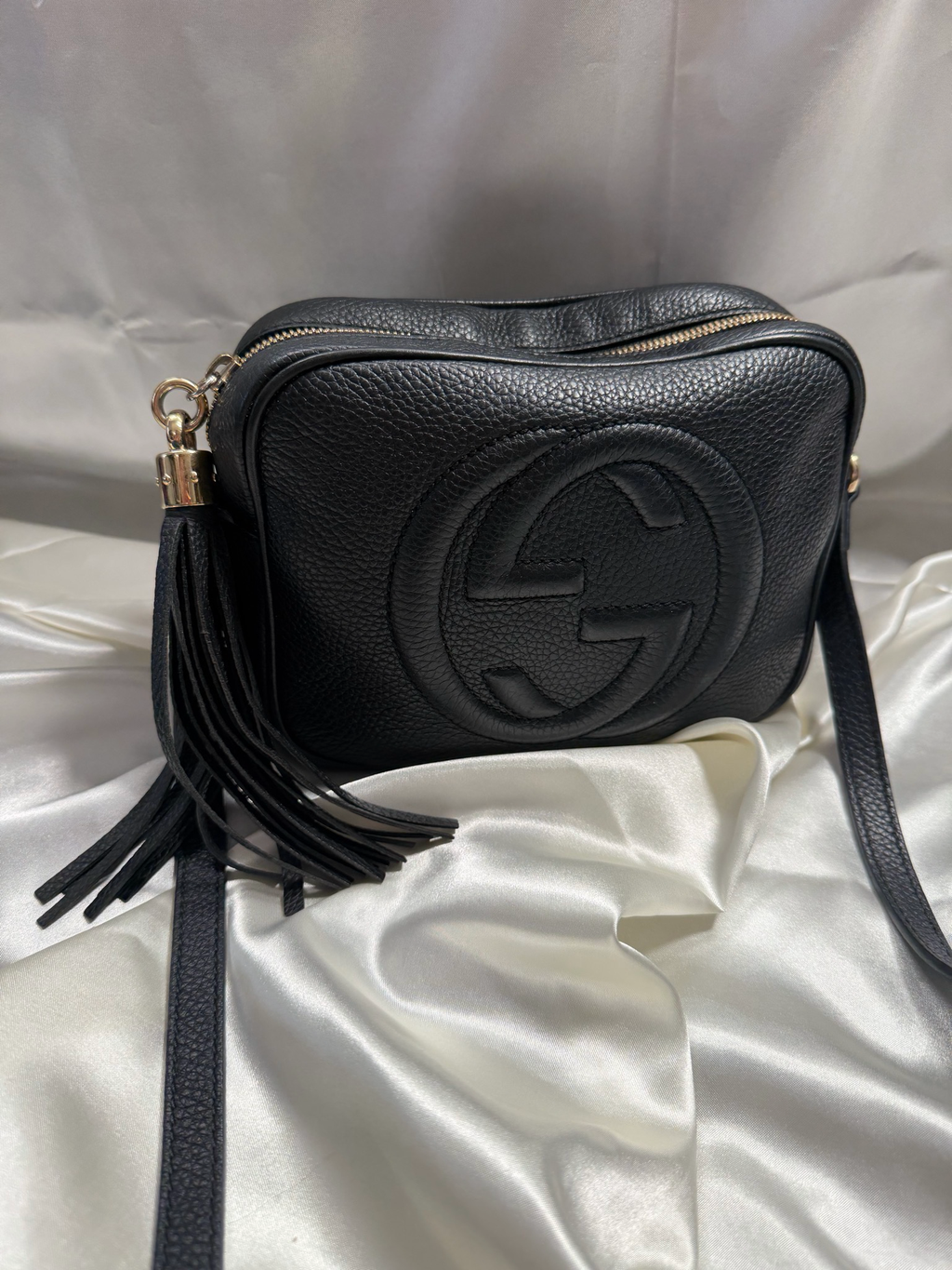 Gucci Pebbled Leather Disco Soho Camera Bag Crossbody
