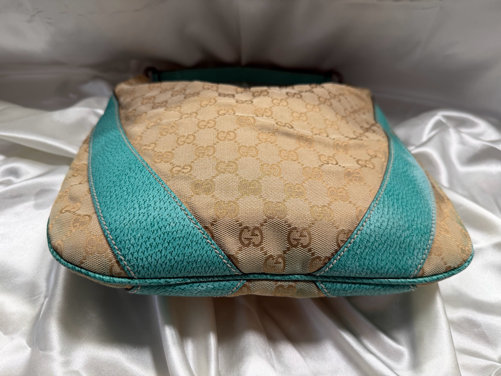 Gucci Monogram Canvas Hobo Shoulder Teal